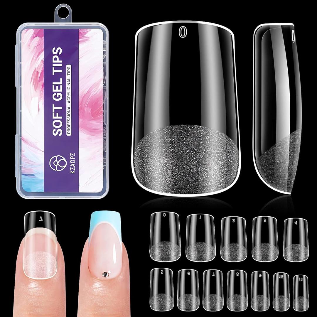 5 x Short Square Gel Nail Tips: 240 PCS Pre-Shaped Full Cover False Square Nails Tips Acrylic Clear Fake Nails Extension for Nail Manicure Home DIY Women 12 Sizes