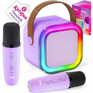 IROO Mini Karaoke Machine for Kids, 2026 TOP Toys Birthday Gifts Ideas for Girls Ages 4, 5, 6, 7, 8, 9, 10, 12+ Years Old, Portable MP3 Player with 2 Wireless Mics for Family Home Party (Light Purple)