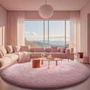 Ophanie Round Rugs 8Ft Pink Circle Area Rug, Fluffy Fuzzy Bedroom Carpet, Plush Soft Shaggy Indoor Floor Kawaii Living Room Rugs for Kids, Cute Room Decor for Teen Girls Home Decor Aesthetic, Nursery