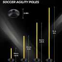 SEAOTTER Soccer Agility Poles Set, 4/6/10 Pcs 6ft Detachable Sports Trainning Speed Poles Slalom Poles with Rubber Base, Agility Training Equipment for Football, Rugby, Basketball, Indoor & Outdoor