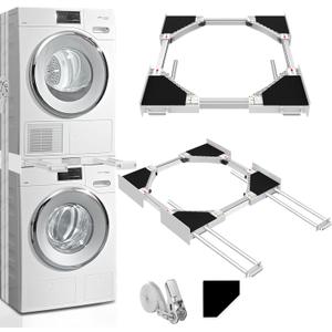 Washer and Dryer Stacking Kit - Universal Stacking Kit with Pull-Out Drying Rack for Laundry Room - Adjustable 24" - 29" - Space-Saving