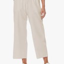 Womens Linen Pants Wide Leg High Waisted Drawstring Casual Flowy Pants with Pockets, L