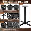 Leinuosen 2 Pack Heavy Duty Table Base 22'' x 22'' Cast Iron X-Base with 3" Dia. Bar Height Column, 500 Lbs Capacity, for Restaurant Cafe Dining Tables