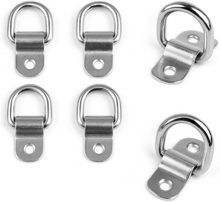 Cavo 5 PCS 3/8" Stainless Steel D-Ring Tie Down Anchors, 6000 lbs Heavy Duty Lashing Rings Kit for Trailer Pickup Van ATV SUV RV Boat Motorcycle, Cargo Surface Mount Hooks, Trucks Bed Anchors