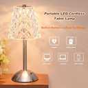 Liliful 2 Pcs Cordless Table Lamp Rechargeable Touch LED Small Gold Portable Battery Operated USB-c Desk Lamp 3 Color Dimmable for Bedroom Living Room Dining (Silver,Diamond Style)