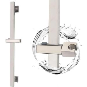 Bathroom Shower Slide Bar with 360 Adjustable Handheld Shower Head Holder Wall Mount Shower Bar SUS 304 Stainless Steel, Brushed Nickel