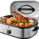 VEVOR Electric Roaster Oven with Defrost & Warm Function, 18 QT Turkey Roaster Oven with Self-Basting Lid, 1450W, Adjustable Temperature, Removable Pan & Rack, Fits Turkeys Up to 22LBS (Silver)