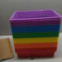 Ripeng 24 Pcs Bulk Plastic Baskets Classroom Storage Baskets with Handles Colorful Neon Storage Bins Teacher Stackable Desktop Organizer Tray for Classroom Kids Room Home Drawer, 13.6" x 10" x 3"