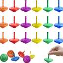 18PCS Colorful Wooden Spinning Tops Rainbow Gyroscopes Toy Educational Spinning Toy Wood Painted Tops for Family Games Party for Friends