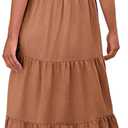 KIRUNDO Women Summer Dresses 2025 Spring Fashion Boho Puff Sleeve Square Neck Pocketed Loose Fit Tiered Flowy Maxi Dress (Orange, L)