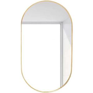 Bathroom Wall Mirror Decor, Creative Oval Deep Frame Wall Hanging Makeup Mirror, Modern Round Corner Wall Mirror for Bedroom, Living Room, Horizontal Or Vertical,Gold,L (31.5"L x 15.8"W)
