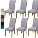 Velvet Dining Chair Covers,Dining Room Chair Covers Set of 6,Stretch Kitchen Chair Cover,Soft Washable Dining Chair Cover,Parsons Chair Slipcovers Protective,for Home,Restaurant,Banquet(Gray)