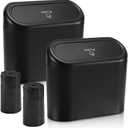 Accmor Car Can with Lid, Mini Auto Dustbin Garbage Organizer Holder 2 Packs, Automotive Storage Container Bin with 60 Pcs Bags for Vehicle, Home, Office