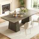 LITTLE TREE Dining Table for 6 People, Wooden Table, Rectangle Furniture with Heavy Duty Legs, Modern Kitchen Table for Home, Dining Room, Grey