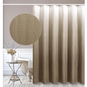 Gibelle Ombre Brown Shower Curtain for Bathroom, 3D Embossed Textured Fabric Shower Curtain, Modern Farmhouse Chic Soft Cloth Shower Curtain Set with Hooks, 72x72