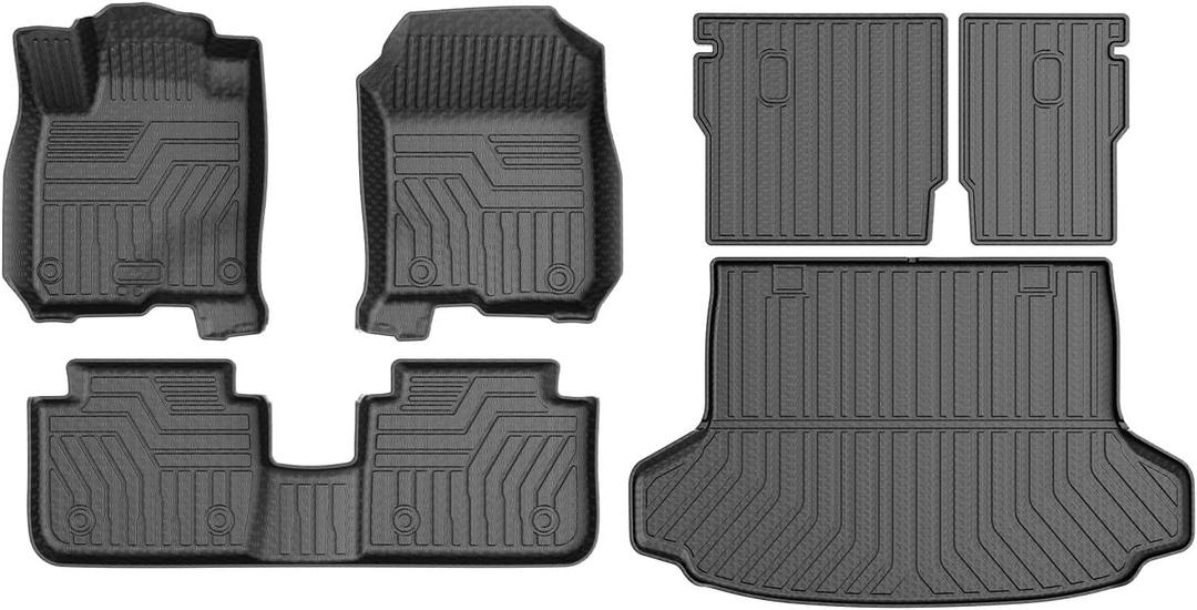 Mixsuper Liner Cargo Liner Floor Mats for Honda HR-V 2023-2025, Cargo Mat Backrest Mats for HRV, All Weather Trunk Mat and 2 Row Floor Liners Set Black