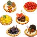 Hoypeyfiy Artificial Egg Tart Models Set,6 Packs Artificial Fruit Cakes Desserts for Window Decor,Home Kitchen Decor, Bakery Shop Display