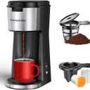 Famiworths Single Serve Coffee Maker for K Cup & Ground Coffee, With Bold Brew, One Cup Coffee Maker, 6 to 14 oz. Brew Sizes, Fits Travel Mug, Classic Black