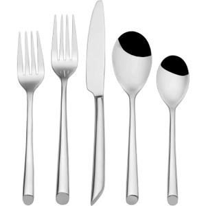 Towle Living 42-Piece Silverware Set, Service for 8, Wave Flatware Cutlery Set - Includes Fork, Knife, Spoon - For Home, Kitchen, and Resturant, Stainless Steel - Dishwasher Safe (One Fork Missing)