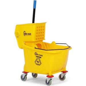 SIMPLI-Magic Commercial Mop Bucket with Side Press Wringer, 26 Quart  50,000 Cycles Wringer  Industrial Mop Bucket with Wheels, Yellow