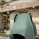 Blissful Diary 2-in-1 Muslin Baby Car Seat Cover, Multi-use Nursing Cover for Breastfeeding, Breathable Infant Car Seat Cover Canopy - Roman Green