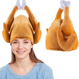 Spooktacular Creations 2 Pack Plush Roasted Turkey Hats for Thanksgiving and Halloween Costume Dress Up Party