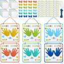 Lunmon 24 Set Father's Day Crafts Kit for Kids Bulk Handprint Sign Crafts Kit DIY Gifts from Kids to Father for Sunday School Family Classroom Activities Art Projects(Cardboard)