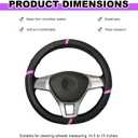 Car Steering Wheel Cover, 15 Inch Microfiber Leather Steering Wheel Protector with Anti-Slip Grip, Breathable Sporty Wheel Wrap Interior Decoration for Sedan Truck SUV (Pink)