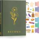 Lanpn Blank Recipe Book Cookbook to Write in Your Own Recipes, A5 Leather Cover Waterproof Empty Cooking Journal for 70 Recipes, Recipe Notebook with Stickers to Organize Your Family Recipes, Green (Medium (5.9 x 8.7 inch))