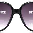 JM Classic Bifocal Reading Sunglasses for Women Vintage Reader Glasses Outdoor UV Protection Black +2.5