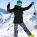 FREE SOLDIER Women's Waterproof Ski Snow Jacket Fleece Lined Warm Winter Rain Jacket with Hood Fully Taped Seams (Black)