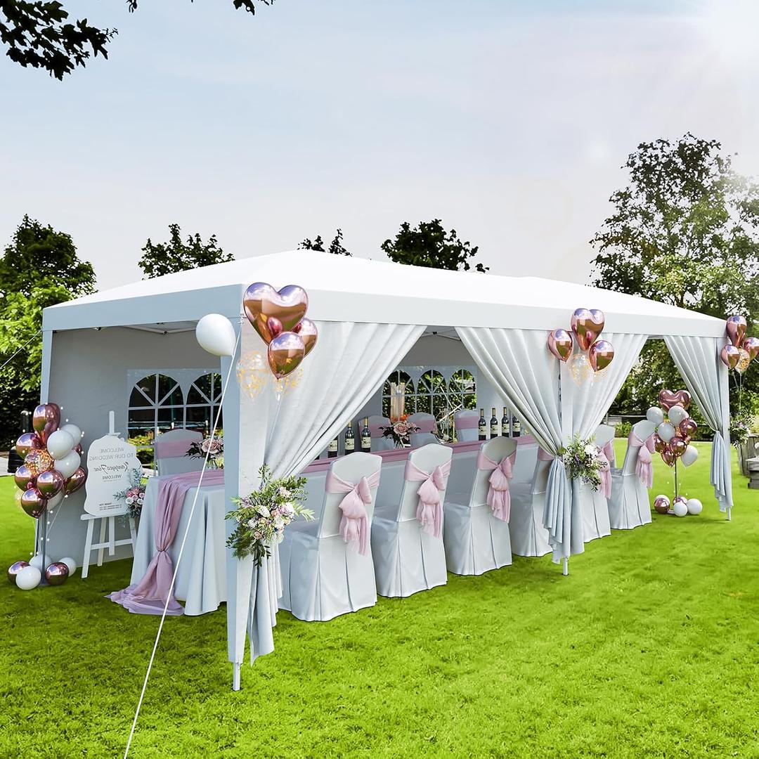 10X20FT Pop Up Canopy Tent with 6 Removable Sidewalls,UV Protection, Heavy Duty Pop Up Party for Parties Outdoor Garden Gazebo