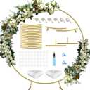 Queension Large Wedding Arch for Ceremony 7 Ft, Metal Balloon Arches Backdrop Stand with Metal Base for Party Supplies, Outdoor Garden Trellis with Water Bag for Climbing Plant, Round Frame, Gold