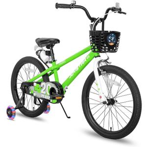 JOYSTAR Pluto 12 14 16 18 20 Inch Kids Bike with Light Up Training Wheels, Kids' Bicycle for Boys Girls Age 3-12 Years, Children Bikes, Multiple Colors (Green)