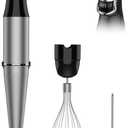 Immersion Blender Handheld 1100W 3 in 1 Corded Stick Hand Blenders for Kitchen with Trigger Speed Control, with Whisk, Milk Frother Attachemnts, Perfect Emulsifier for Soup, Smoothie, Puree (Silver)