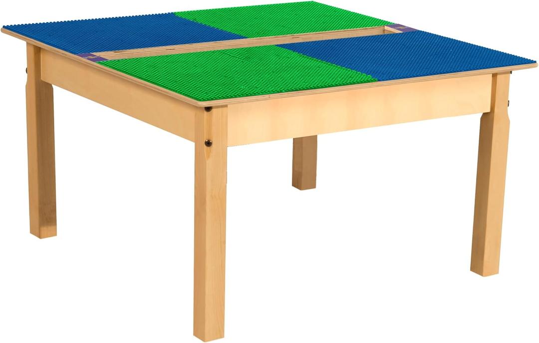 Time-2-Play 35" Square Blue and Green Birch Plywood Montessori School Activity Compatible with Duplo Table with Trough for Kids with 18" Long Wood Legs Time-2-Play 35" Square Blue and Green Birch Plywood Montessori School Activity Compatible with Duplo Table with Trough for Kids with 18" Long Wood Legs