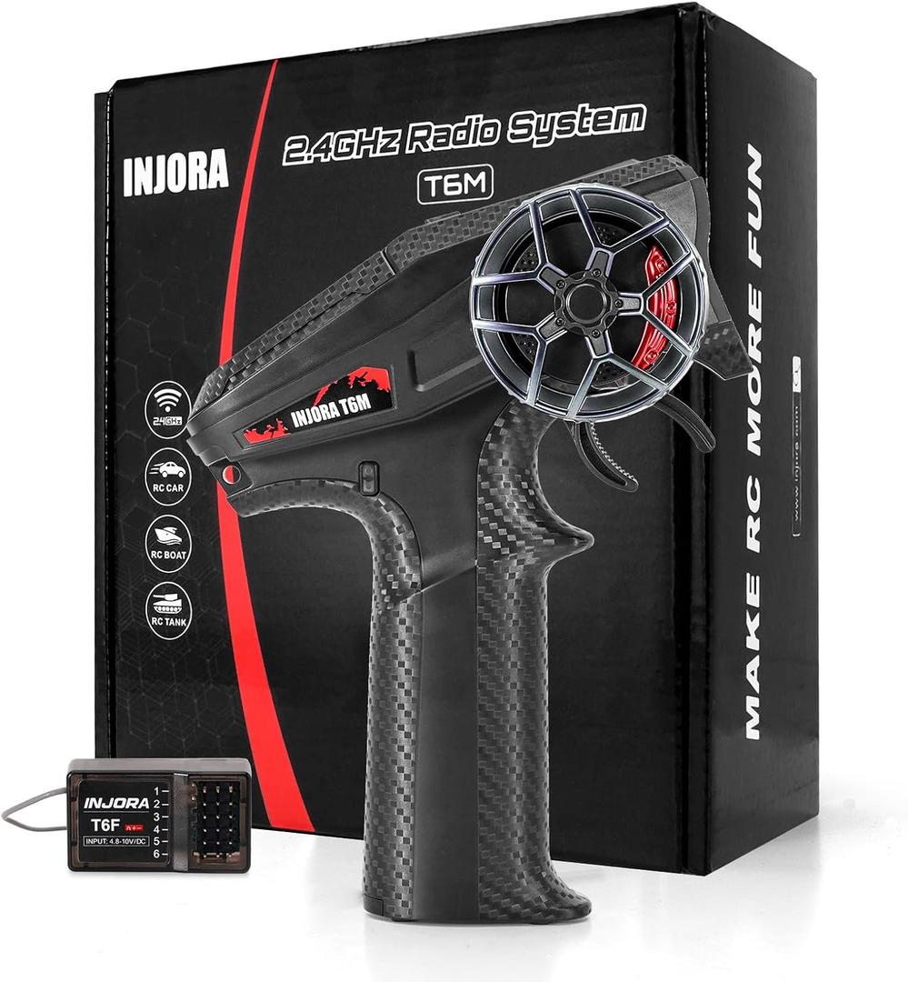 INJORA INT-T6M 2.4GHz Digital Radio Micro Transmitter Remote Control with 6CH Receiver for 1/24 1/18 RC Upgrade(T6M)