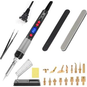 3D Printer Smoothing Tool Kit, MecRecare 80W Heat Set Insert Tool LCD display Digital Soldering Iron with Heat Insert Brass Nut Kit & Soldering Tips-3D Pringting Parts & Accessories