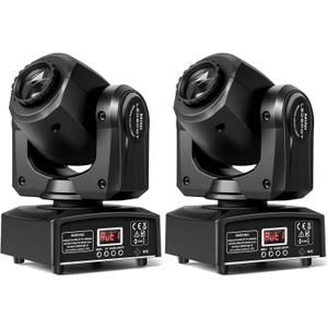 U`King Stage Lights Moving Head Lights 8 Gobos 8 Colors 11 Channels 25W Spotlights DMX 512 with Sound Activated for Wedding DJ Party Stage Lighting 2PCS