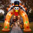 Spinosaurus 9FT Thanksgiving Inflatable Turkey Arch Thanksgiving Inflatables Outdoor Decorations Blow Ups Turkey Archway with LEDs for Yard Decor