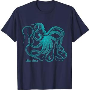 Vintage Octopus - Marine Biologist Design - Sea Life T-Shirt, S