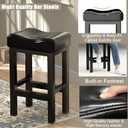 SANUMY Bar Stools Set of 2, 25 Inch Counter Height BarStools for Kitchen Island, Faux Leather Thick Saddle Seats & Heavy Duty Metal Base, Easy Assembly (Black,25 inch)