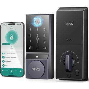 Devo G2 Fingerprint Smart Door Lock, Keyless Entry Door Lock, App Control, Smart Locks for Front Door, Smart Deadbolt Lock, Built-in Bluetooth, Touchscreen Keypad, 8 Months Battery, IP54 Waterproof