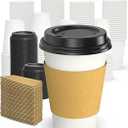 Dealusy 100 Pack 12 oz Disposable Coffee Cups with Lids and Sleeves, Sturdy Thick Paper & Leak-free Insulated to Go Paper Hot Coffee Cups with Sip Lids for Hot & Cold Beverage