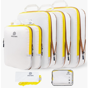 Lightweight Compression Packing Cubes for Suitcases, Compressible Expandable Travel Packing Organizer with Clear Toiletries and Backpack Bag, Travel Essentials for Carry on Luggage 7 Set