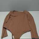 Chunpin Women's Short Sleeve Bodysuit Square Neck Notch V Neck Bodysuits Double Lined Tops Going Out Outfits Thong Bodysuits (Brown, M)
