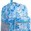 J World Sunrise Kids Rolling Backpack for Girls Boys. Roller Bookbag With Wheels For School, Blue Vine, 18"