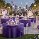 Outpain 6 Pack Purple Spandex Tablecloth for 72in/6FT Round Tables,Stretchy 132inch Fitted Round Table Cloths, Wrinkle Free Tablecloth with Skirt for Wedding, Graduation & Banquet