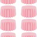 8 Pack Pink Round Tablecloth 120 Inch Table Cloth for Round Tables, Easter Spring Washable Polyester Fabric Stain and Wrinkle Resistant Decorative for Wedding Party Dining Banquet