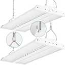 High Bay LED Shop Light 2 Pack 2FT 200W 28000LM, 4000K/5000K Selectable 100-277V, Linear High Bay Lights for Warehouse Workshop Supermarket Stadium, Power Tunable 200W/150W/100W, ETL